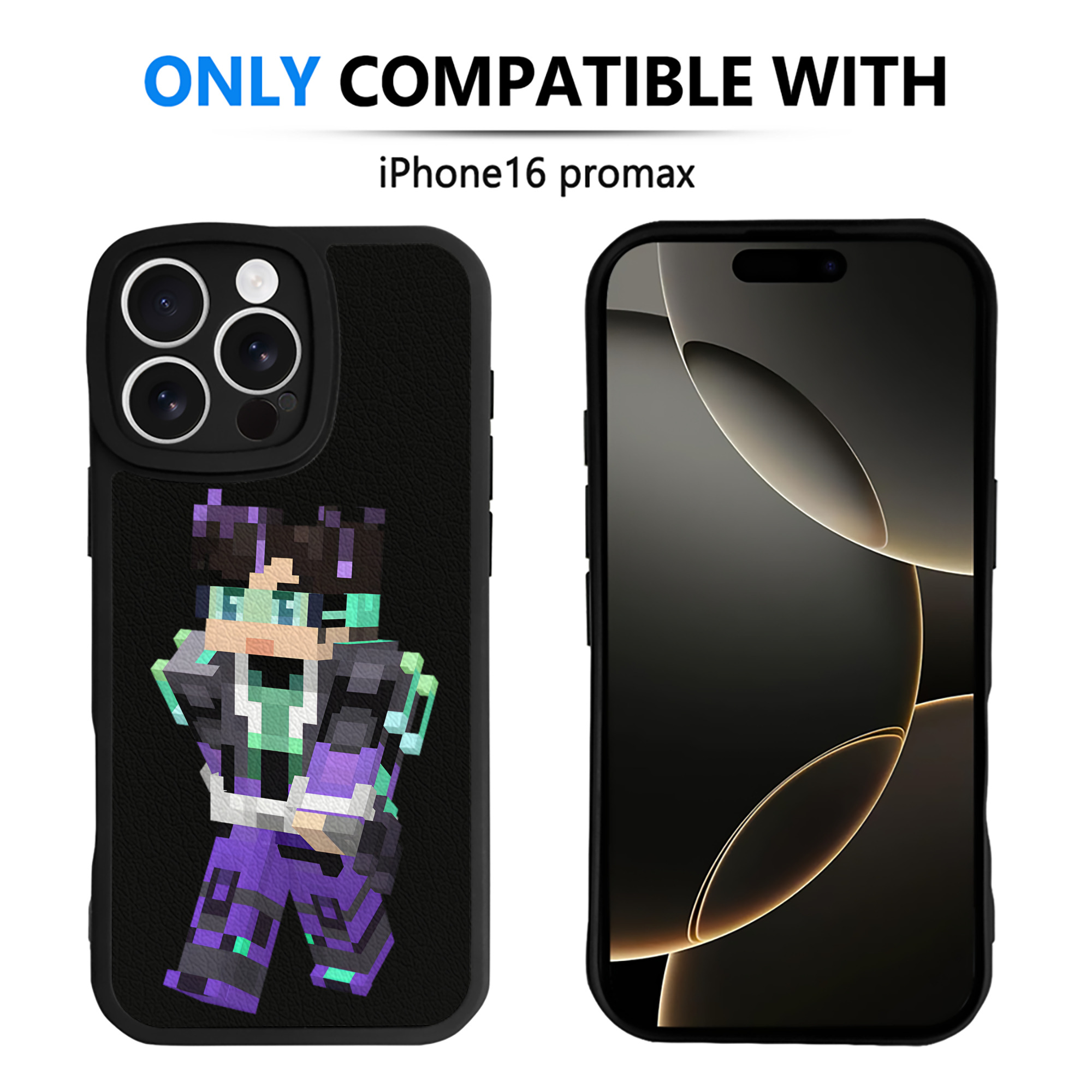 （画像用） マインクラフト ブロックの世界 Minecraft MC Block world 【iPhone 16シリーズ対応】シリコンスマホケース（レザー調） 材質：シリコン